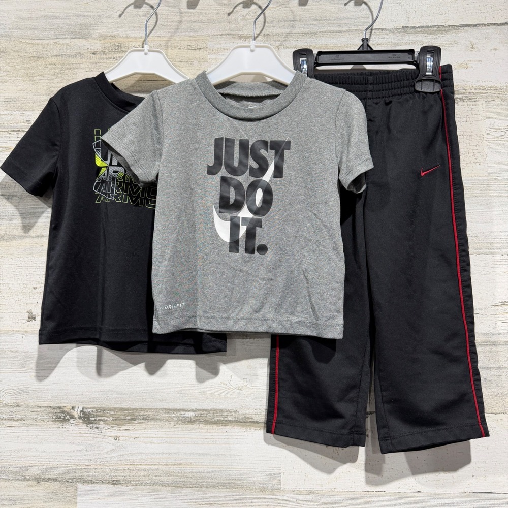 Nike Under Armour T-Shirts Pants Bundle Boys 24M Black Gray Active Sporty EUC